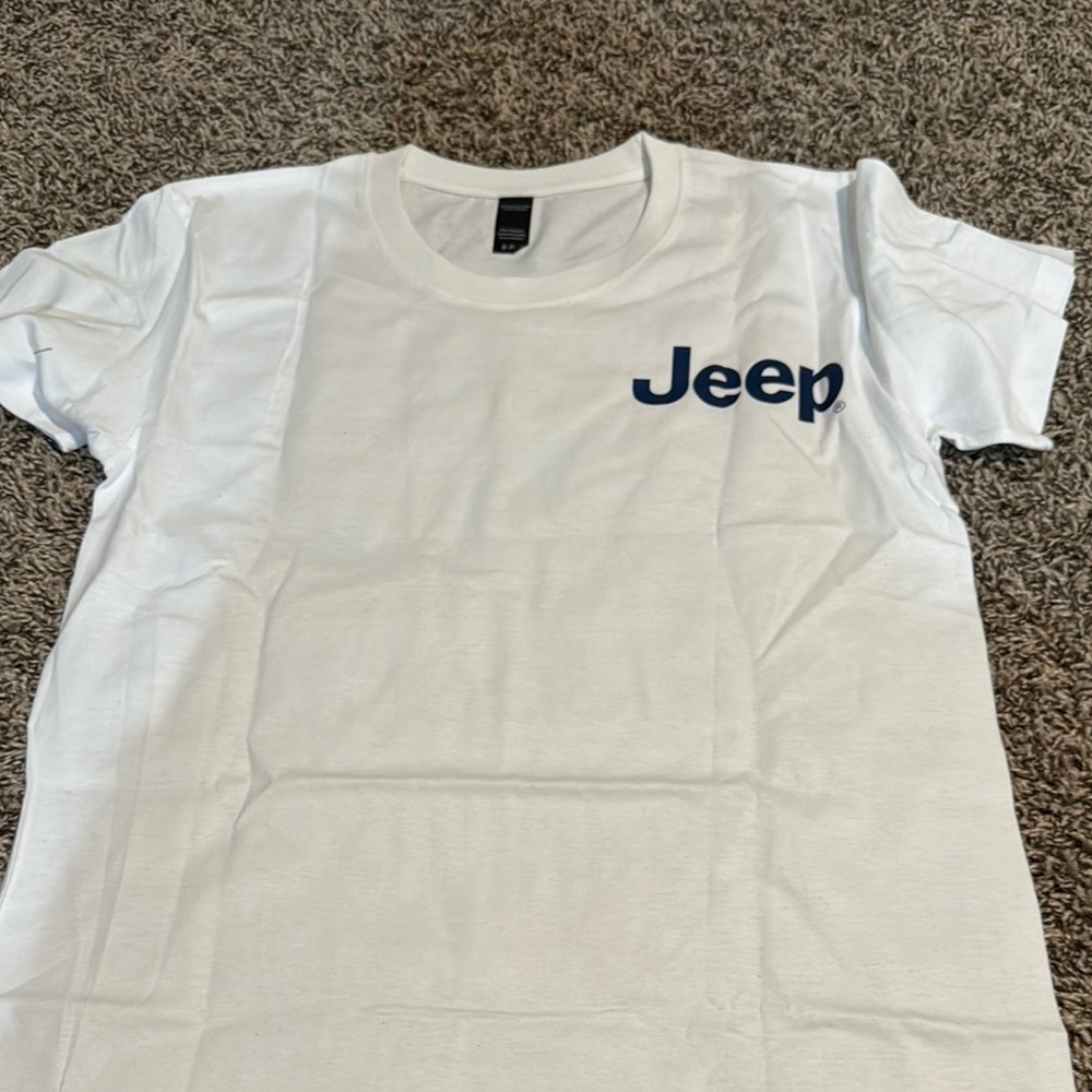 Jeep White Tee with Navy Logo